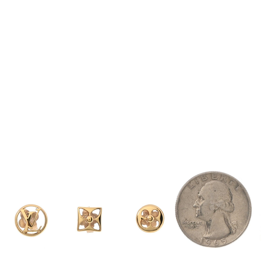Louis Vuitton Metal Crazy In Lock Earrings Set Gold