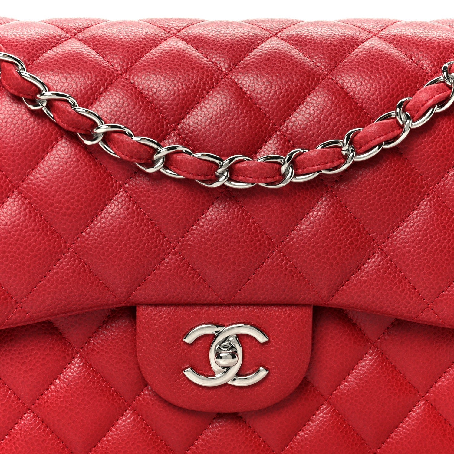 Chanel Caviar Quilted Jumbo Double Flap Dark Red