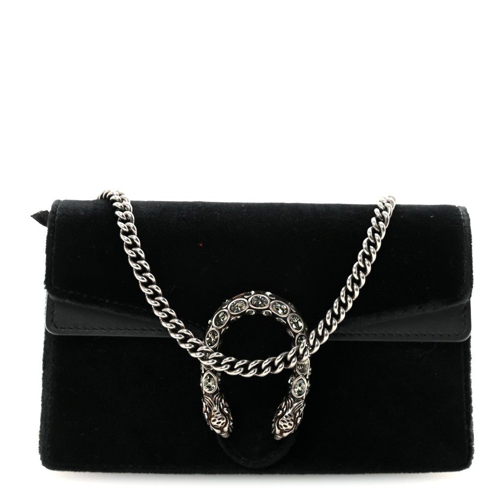Gucci Velvet Super Mini Dionysus Shoulder Bag Black
