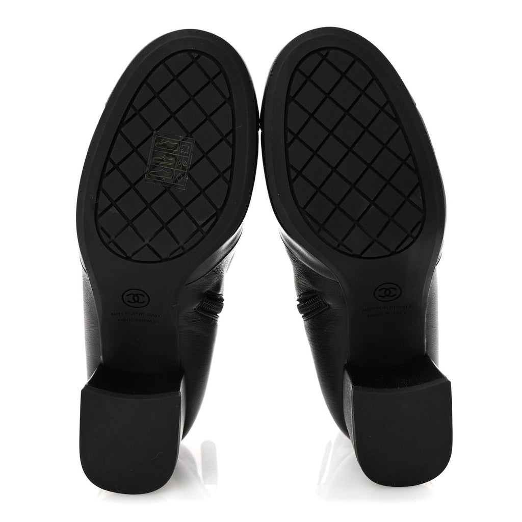 Chanel Stretch Lambskin Cap Toe CC Short Boots 37 Black