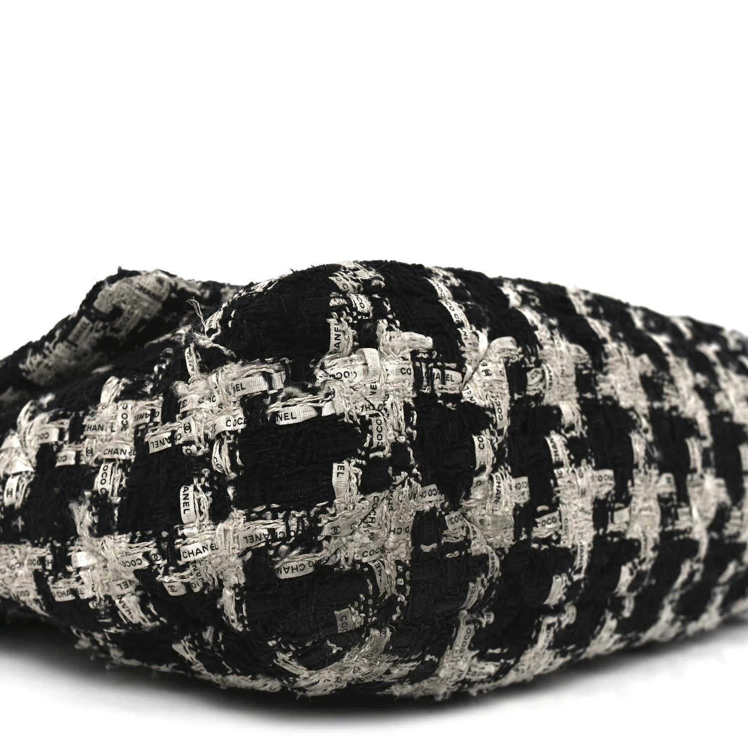 Chanel Tweed Quilted Large Chanel 19 Flap Black Ecru White