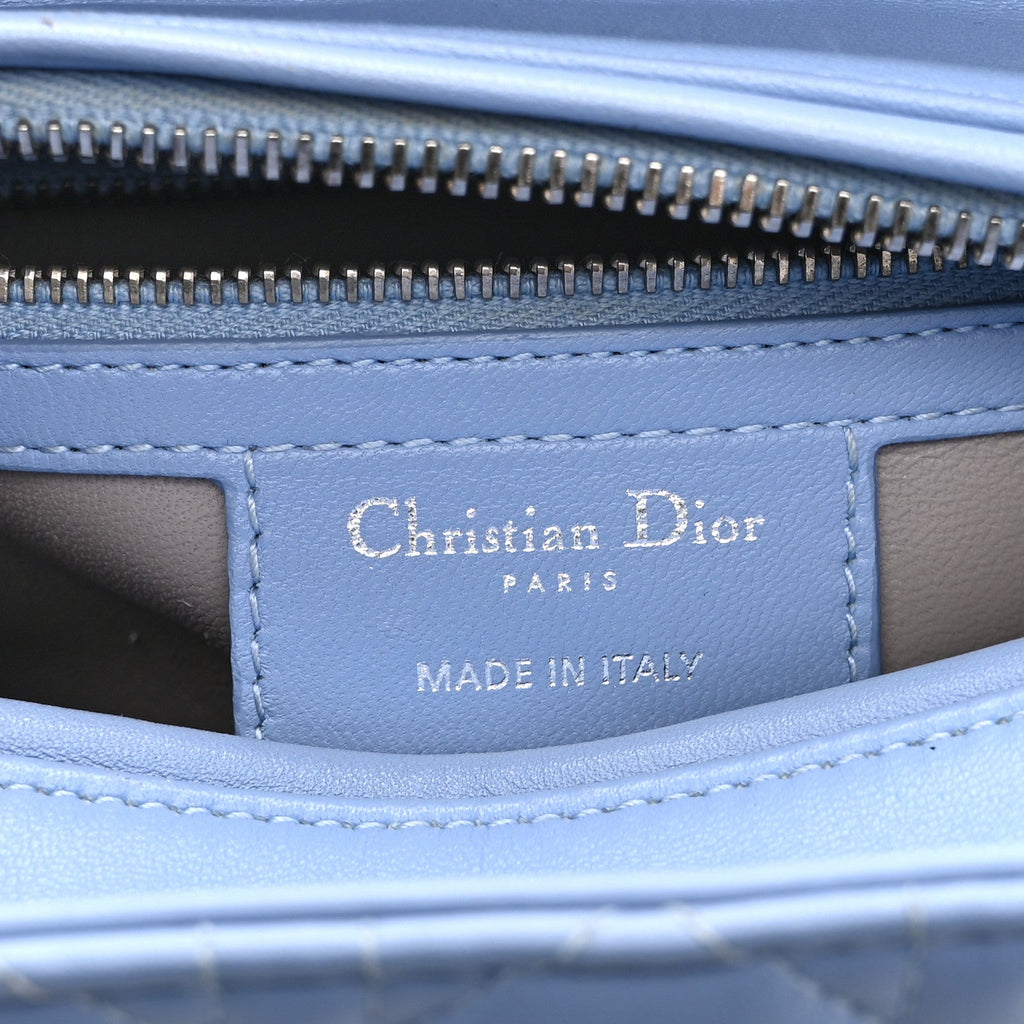Christian Dior Lambskin Cannage Medium Bi-Color Lady Dior Blue Gray