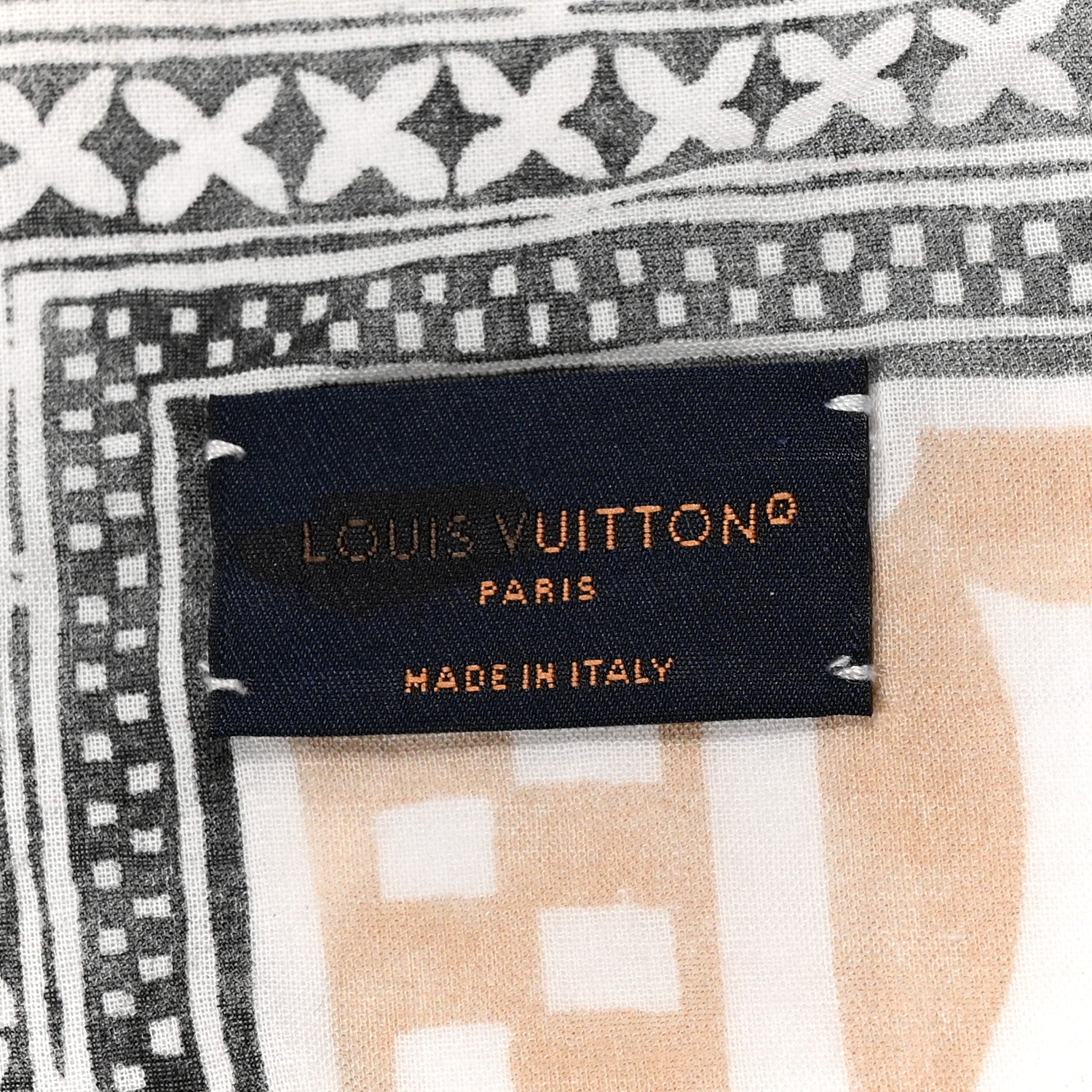 Louis Vuitton Cotton Monogram Tile Scarf Beige