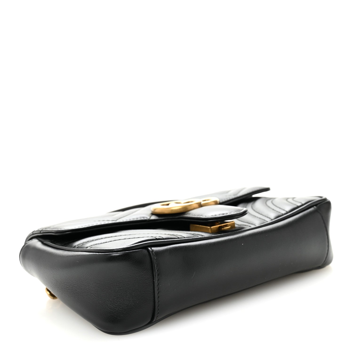 Gucci Calfskin Matelasse Small GG Marmont Shoulder Bag Black