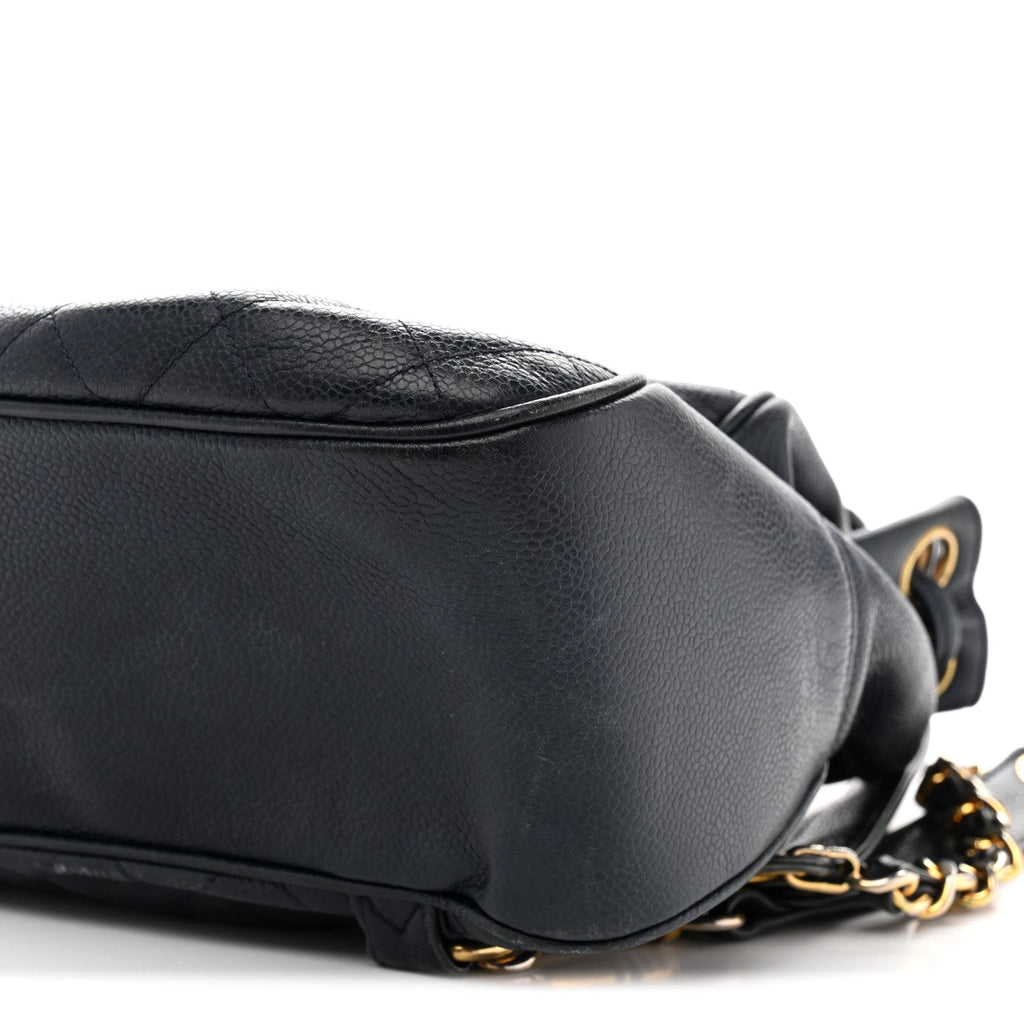 Chanel Caviar Quilted CC Drawstring Backpack Navy