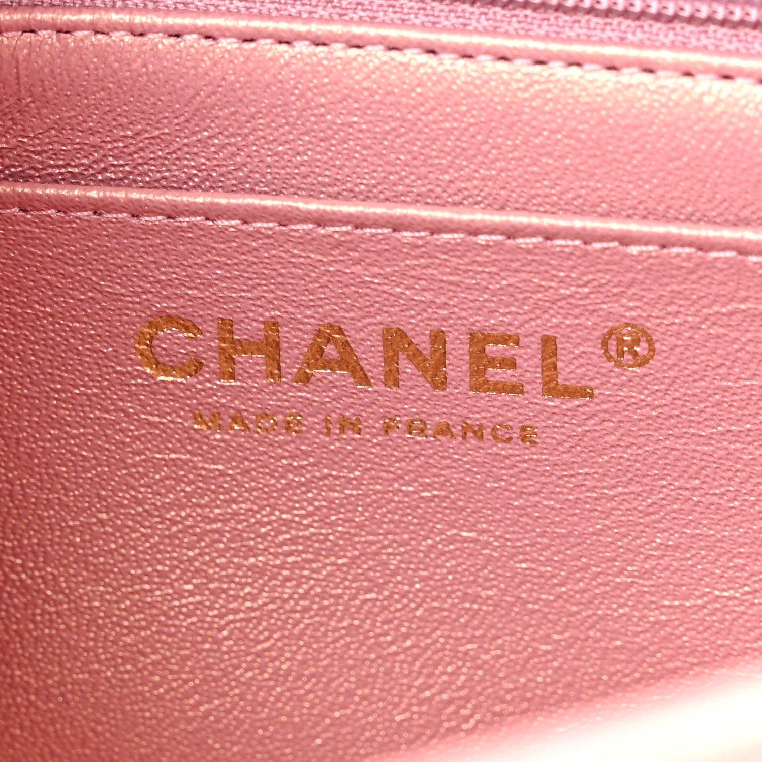 Chanel Iridescent Lambskin Quilted Mini Top Handle Rectangular Flap Pink