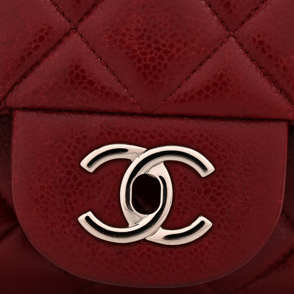 Chanel Caviar Quilted Jumbo Double Flap Dark Red
