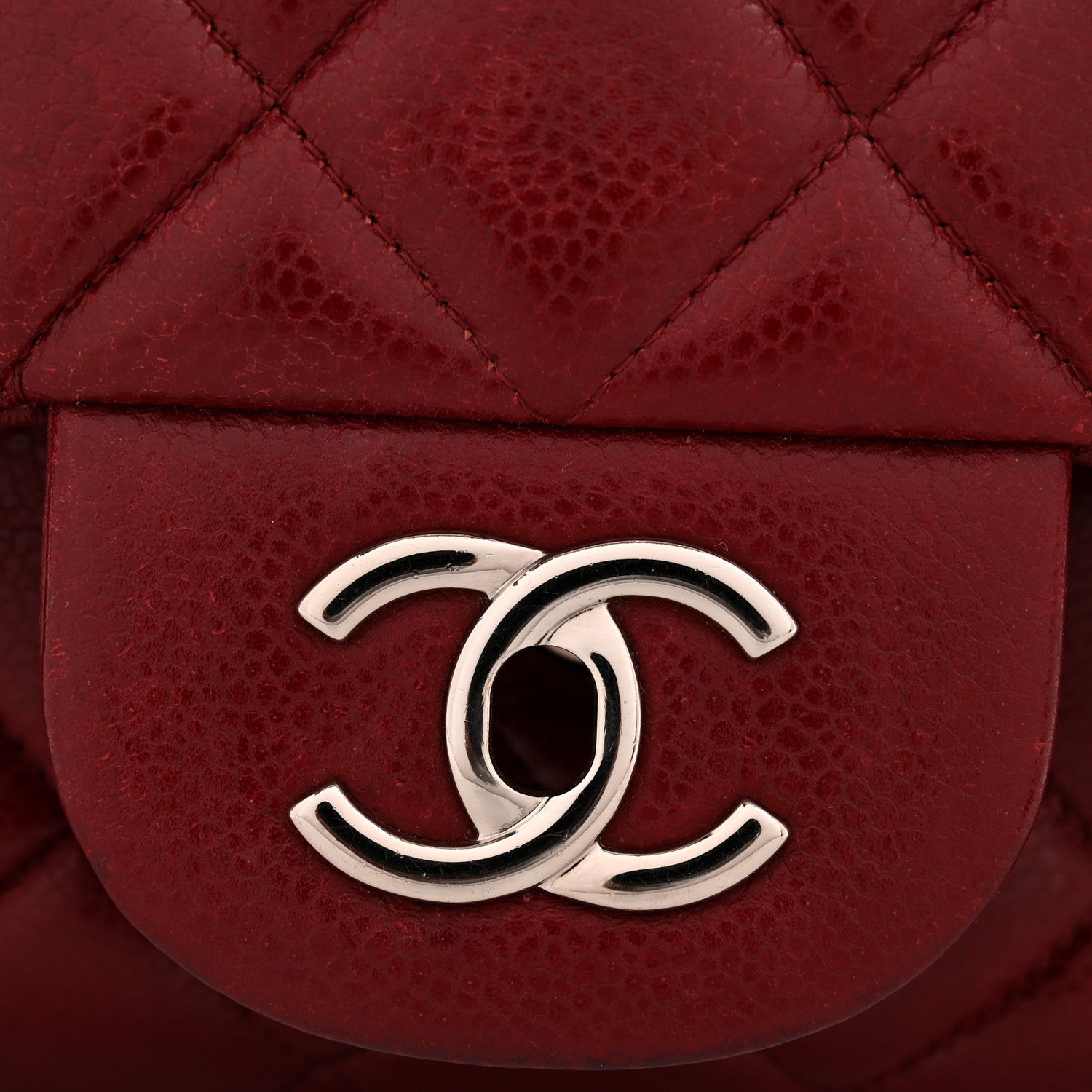Chanel Caviar Quilted Jumbo Double Flap Dark Red