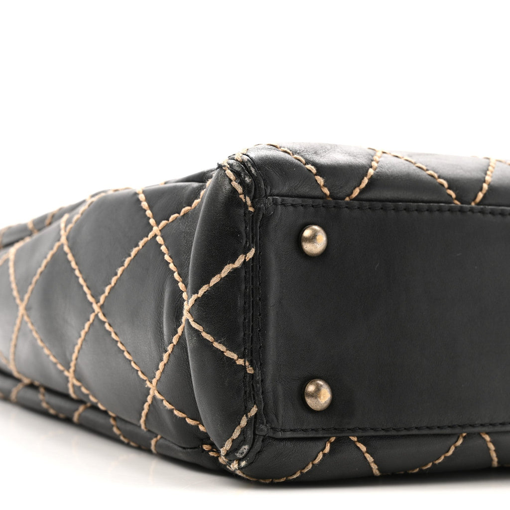 Chanel Calfskin Wild Stitch Large Tote Black