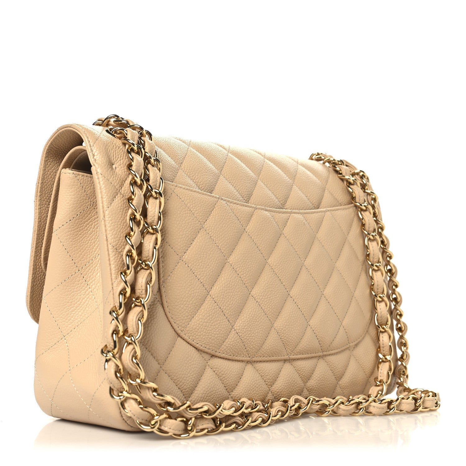 Chanel Caviar Quilted Jumbo Double Flap Beige Clair