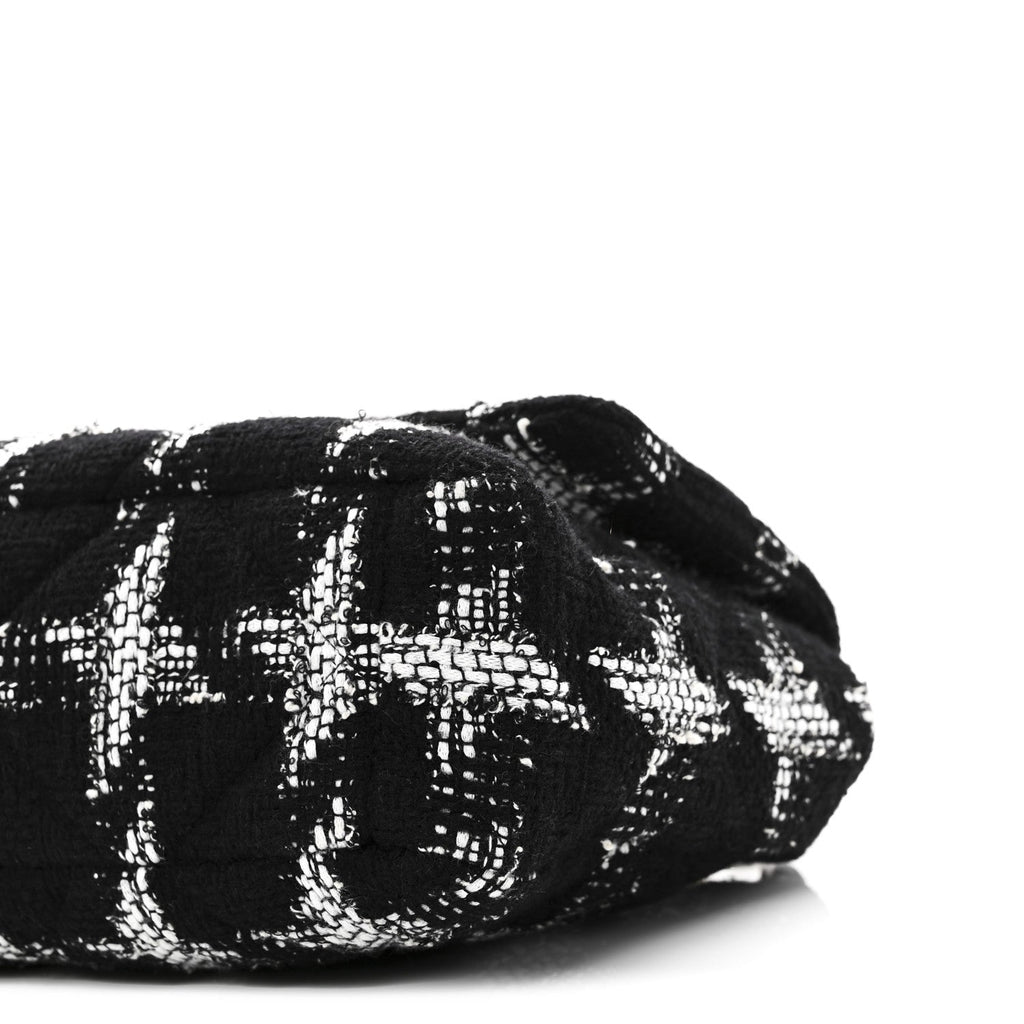 Chanel Tweed Quilted Large Chanel 19 Flap Black White
