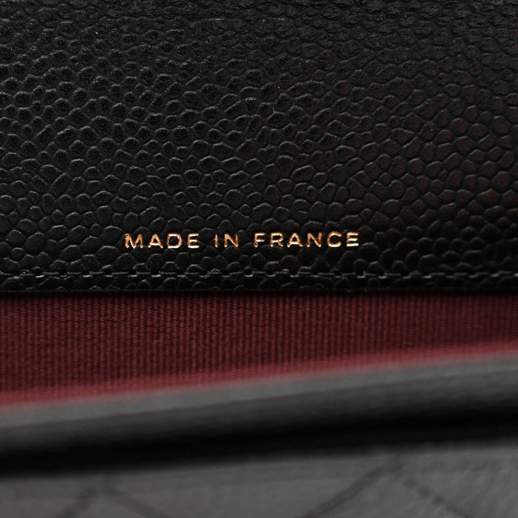 Caviar Quilted Flap Card Holder Wallet Black