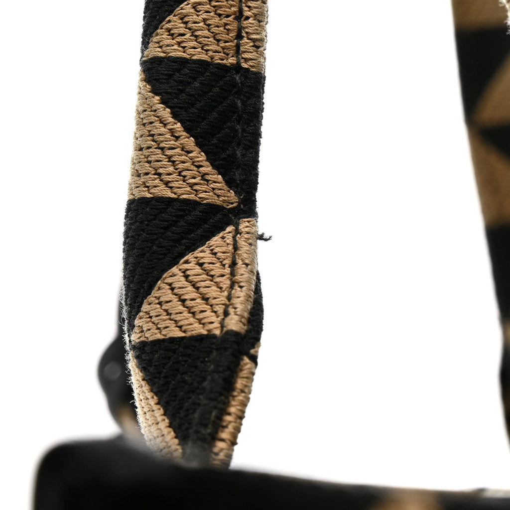 Prada Jacquard Saffiano Triangolo Symbole Embroidered Large Tote Black Corda