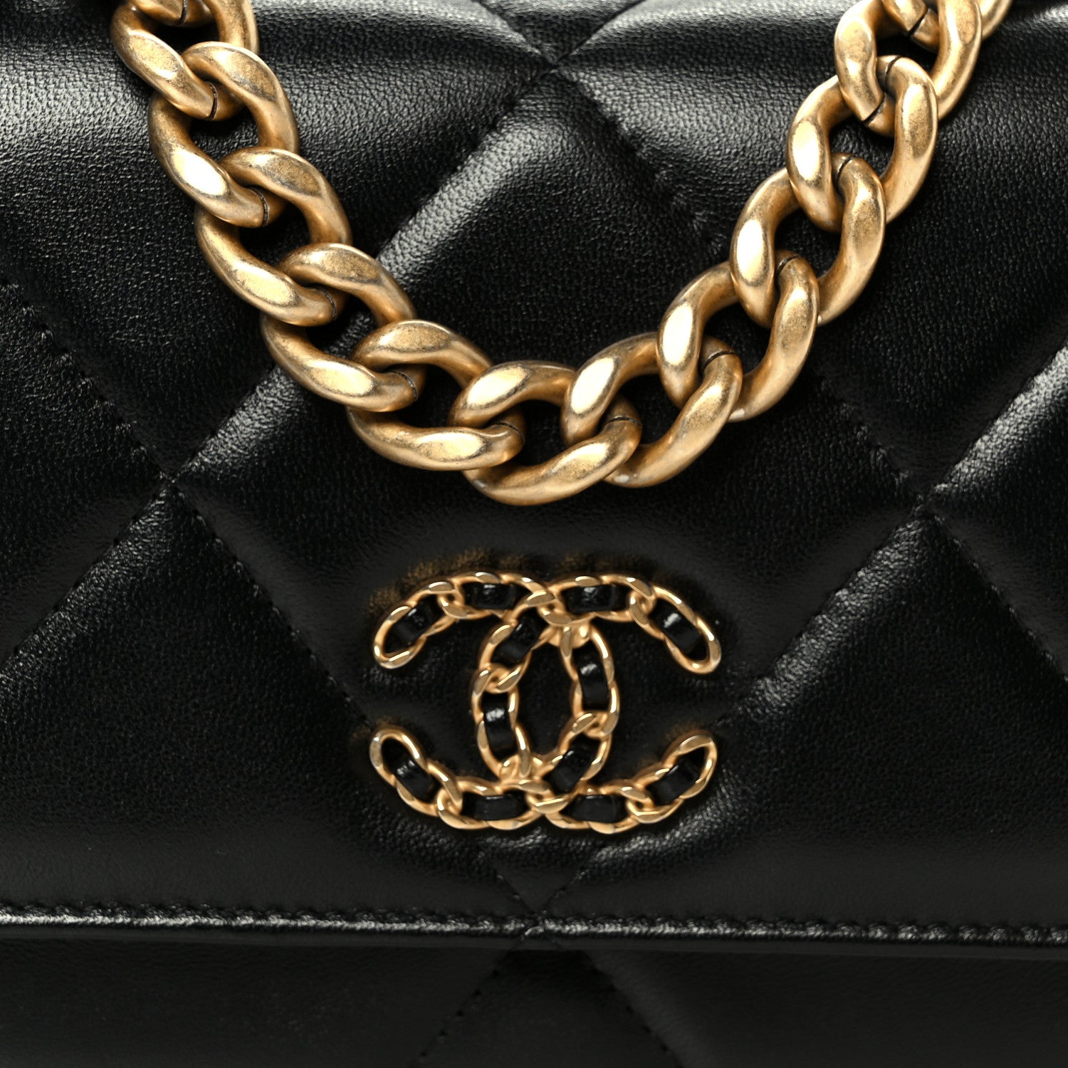 Chanel Lambskin Quilted Chanel 19 Wallet On Chain WOC Black