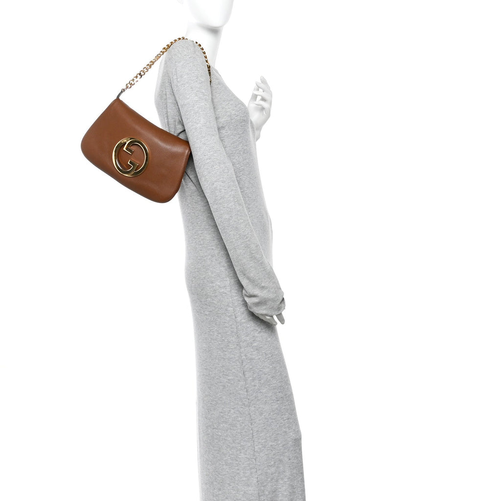Gucci Roxy Calfskin Blondie Chain Shoulder Flap Bag Blondie Cognac