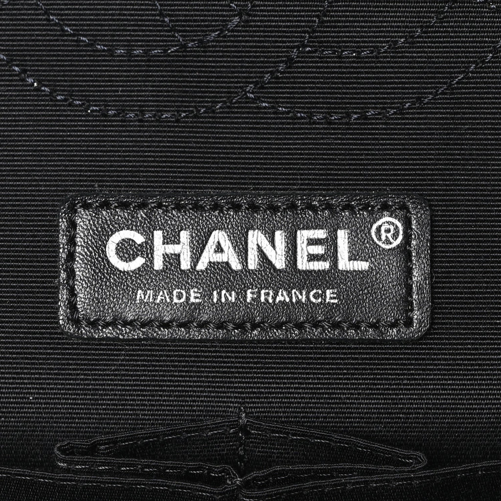 Chanel Caviar Tweed Houndstooth Quilted Medium Double Flap Black Grey