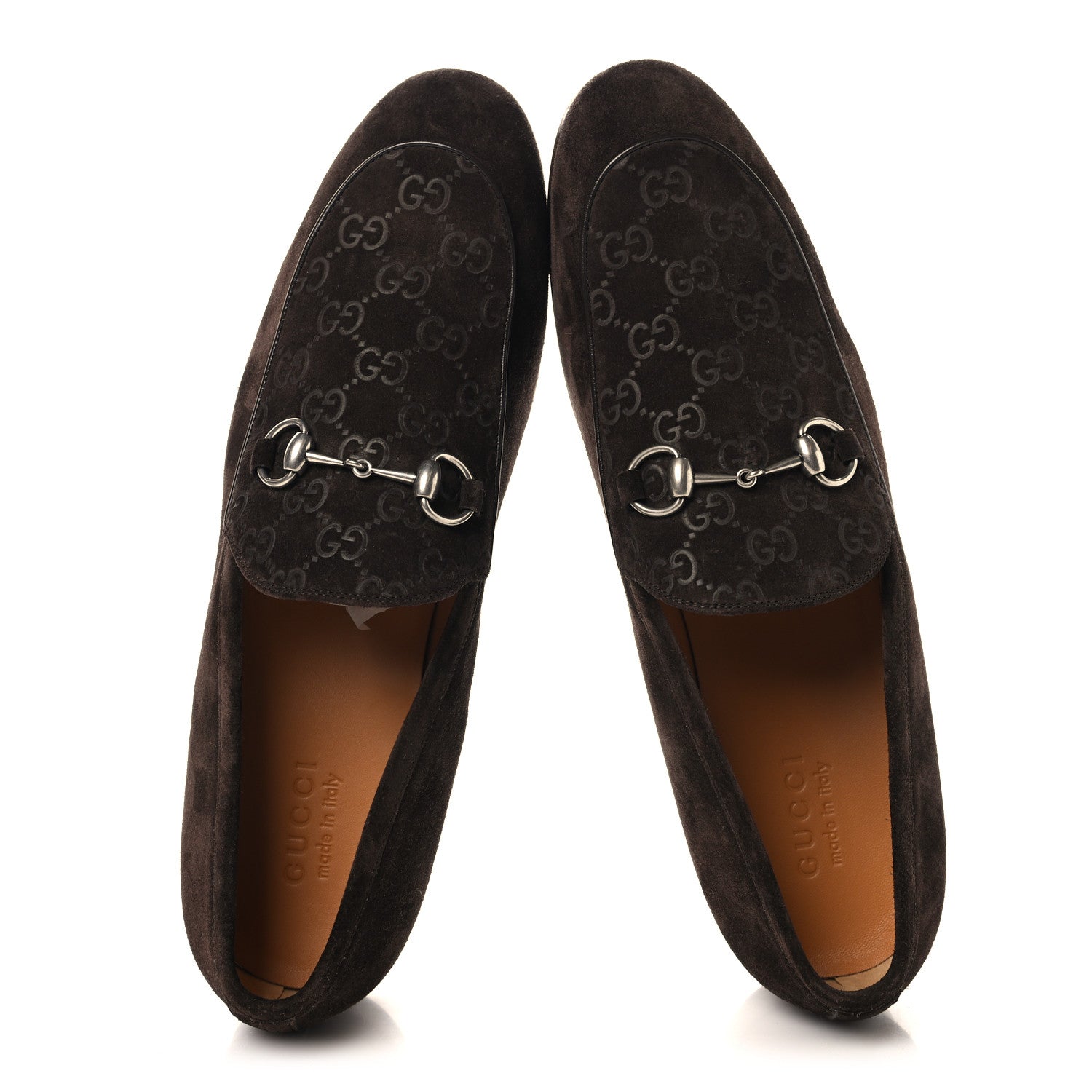 Gucci Luxury Suede GG Monogram Horsebit Mens Jordy Loafers 12 Night Cocoa