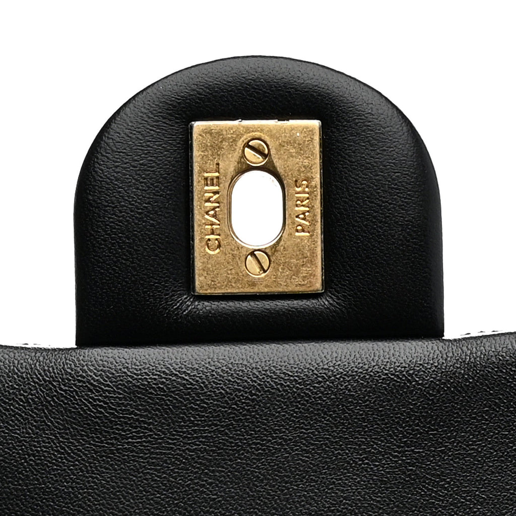 Chanel Lambskin Quilted Mini Rectangular Pearl Crush Flap Black