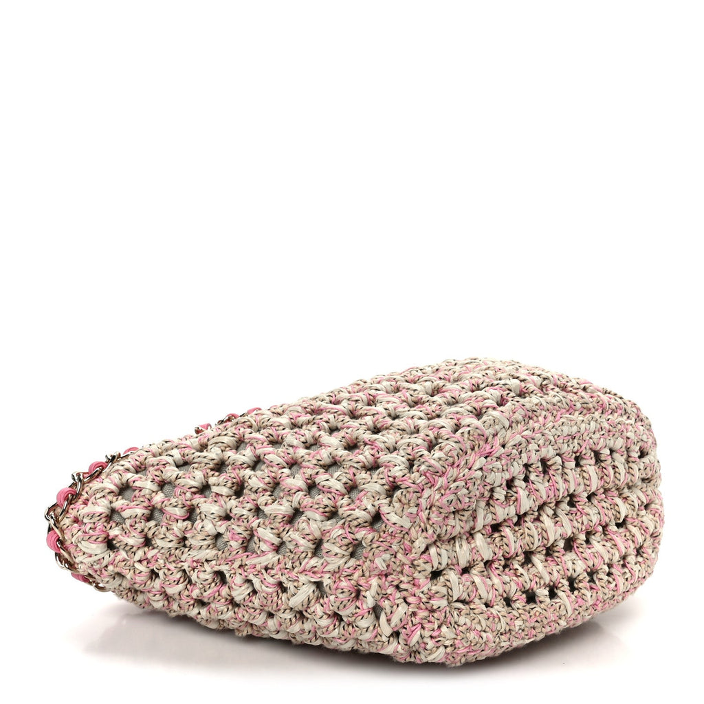 Chanel Mixed Fibers Calfskin Crochet Small Shopping Bag Beige Pink