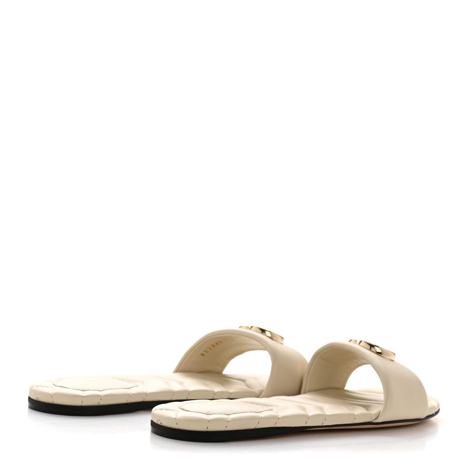 Gucci Nappa Matelasse GG Marmont Flat Slide Sandals 38 New Ivoire