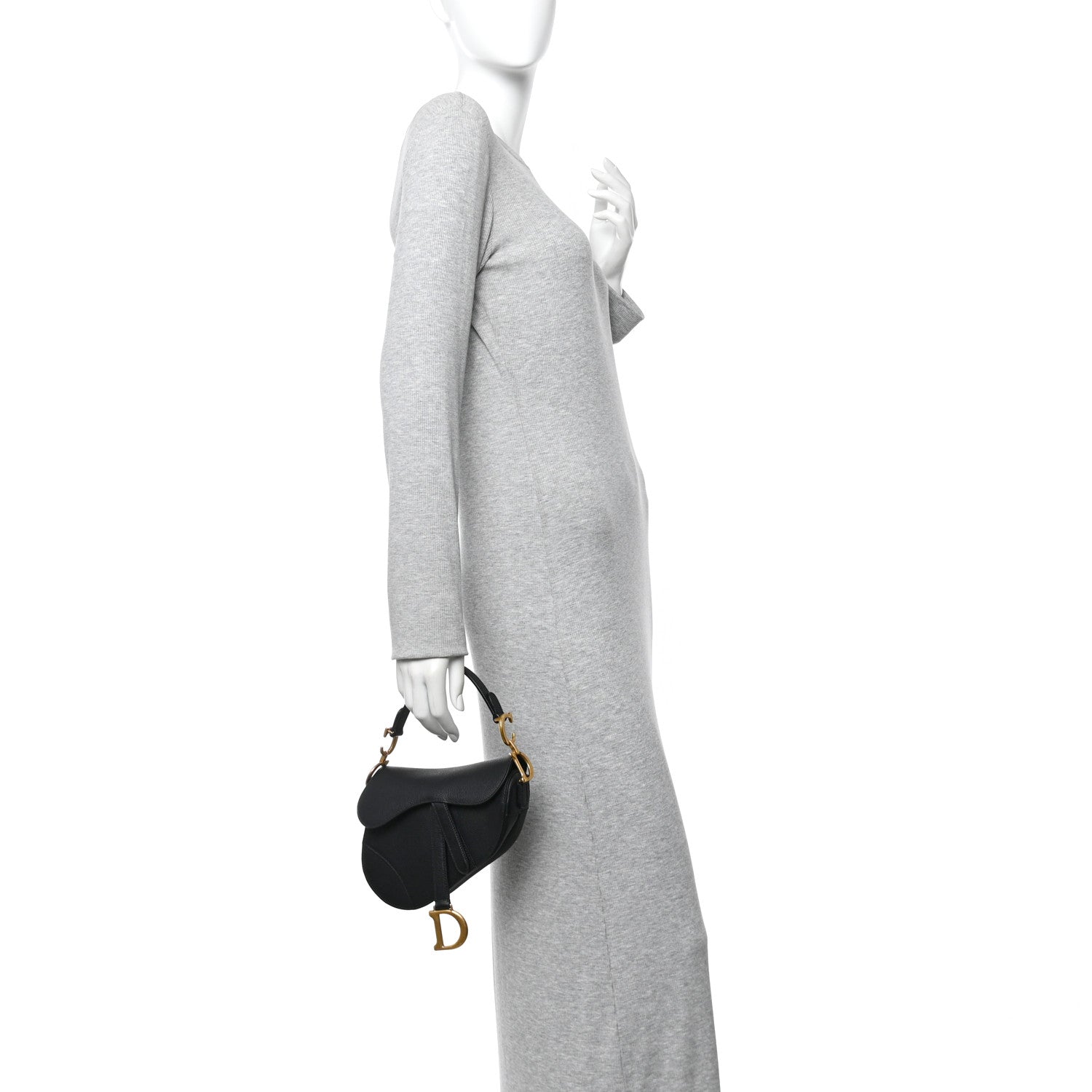 Christian Dior Grained Calfskin Mini Saddle Bag Black
