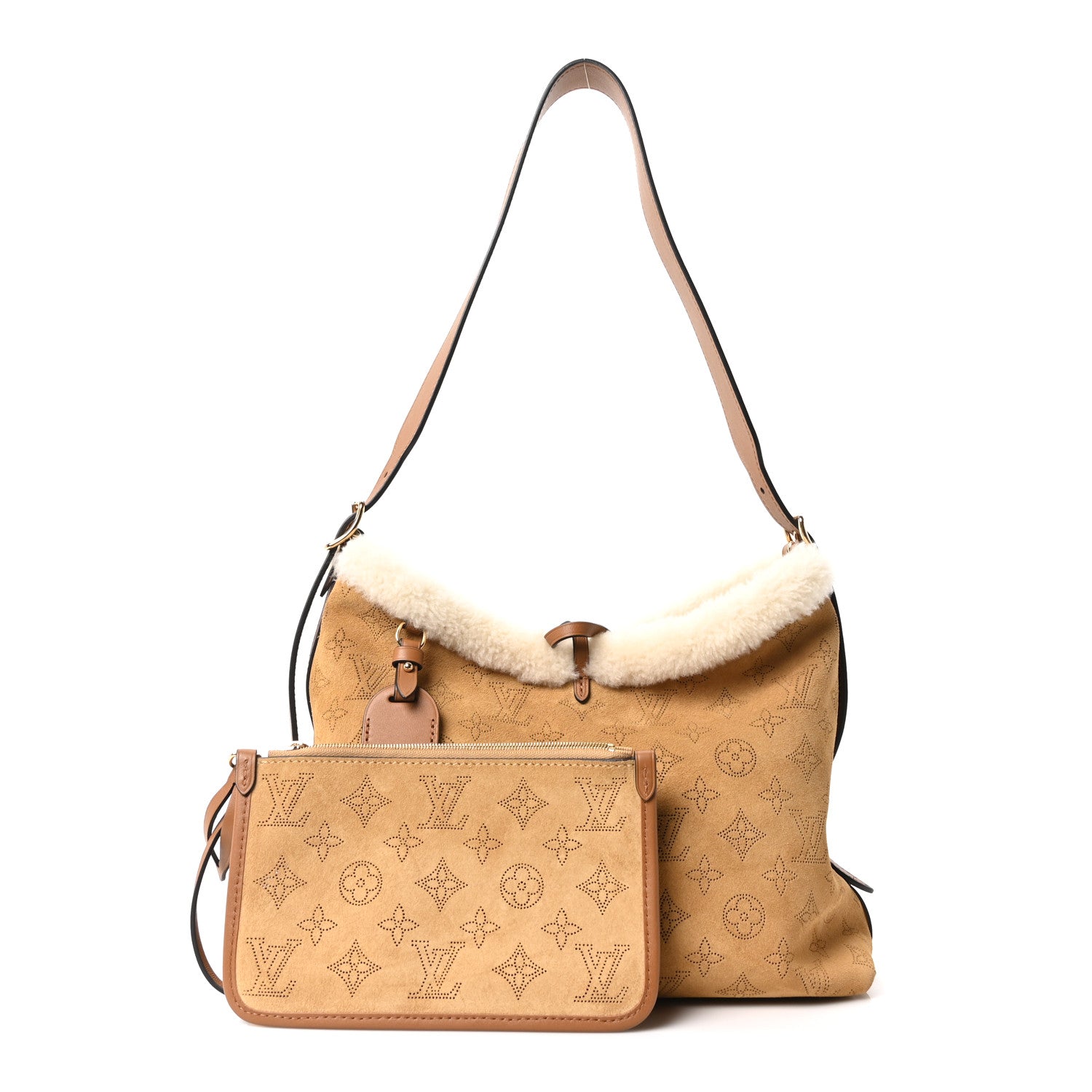 Louis Vuitton Suede Mahina CarryAll PM Beige
