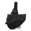 Christian Dior Nylon Grained Calfskin Saddle Bag Black Multicolor