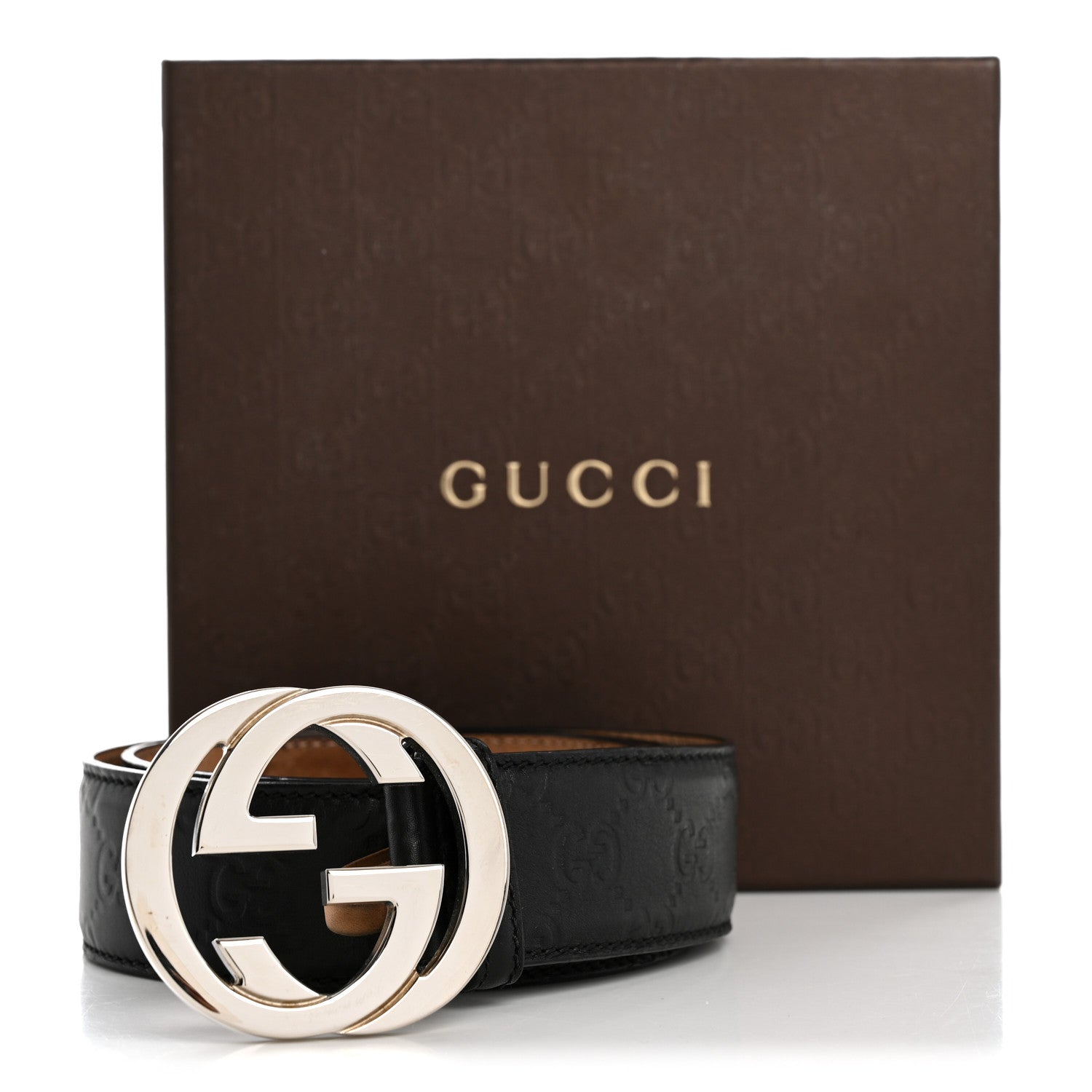 Gucci Guccissima Interlocking G Belt 85 34 Black
