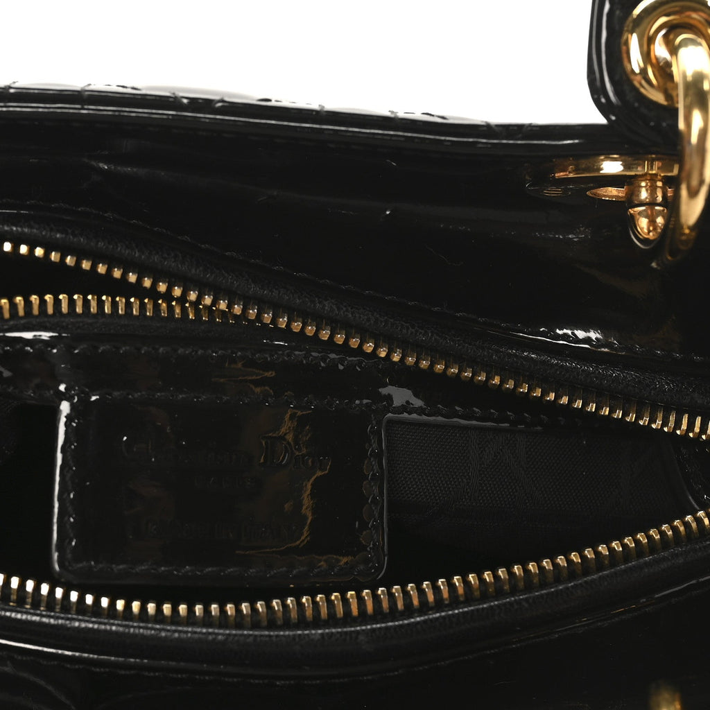 Christian Dior Patent Cannage Medium Lady Dior Black