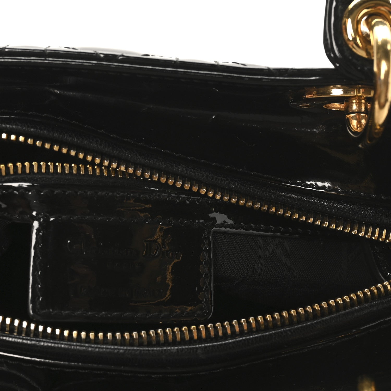 Christian Dior Patent Cannage Medium Lady Dior Black