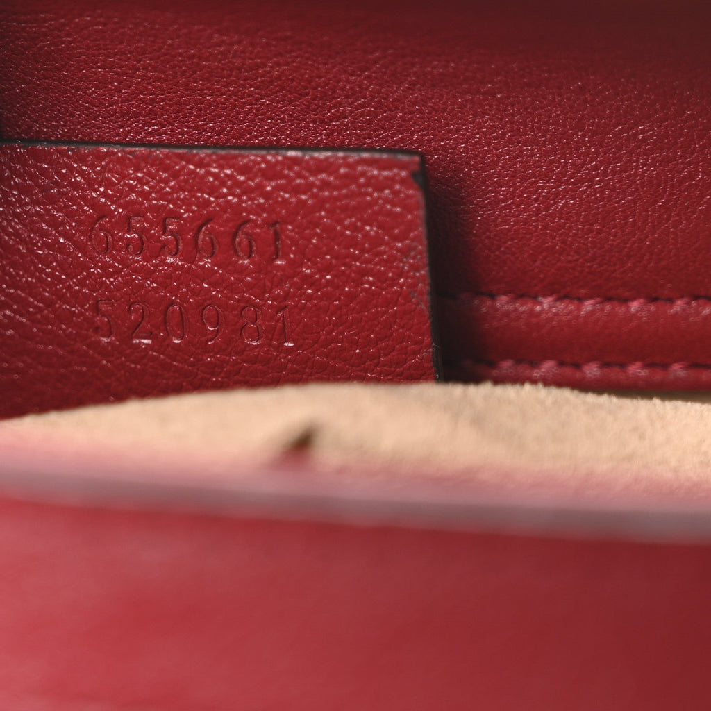 Gucci Wonka Grain Calfskin Mini Diana Tote Bag Dark Red Orange Fluo