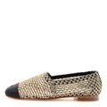 Knit Grosgrain Cap Toe CC Moccasin Loafers 36 Gold Black