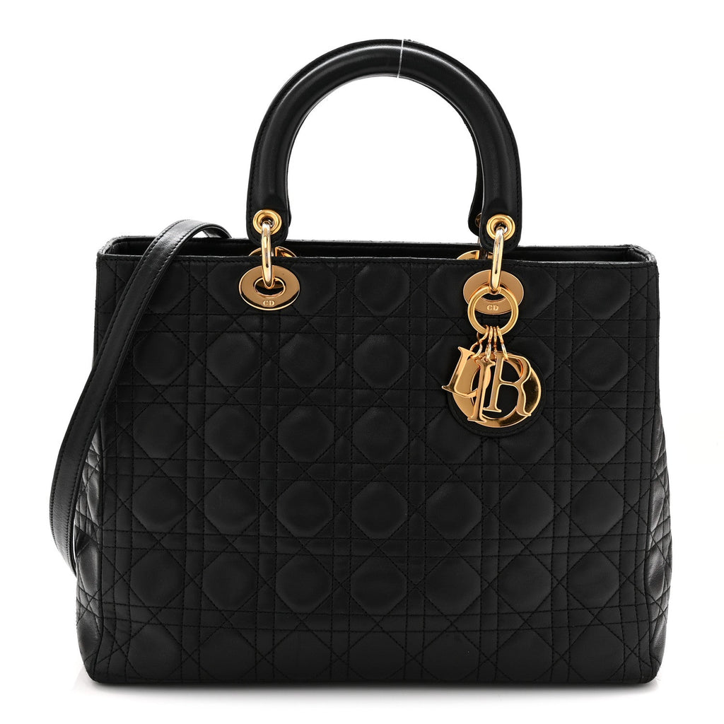 Christian Dior Lambskin Cannage Large Lady Dior Black