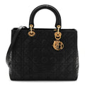 Christian Dior Lambskin Cannage Large Lady Dior Black