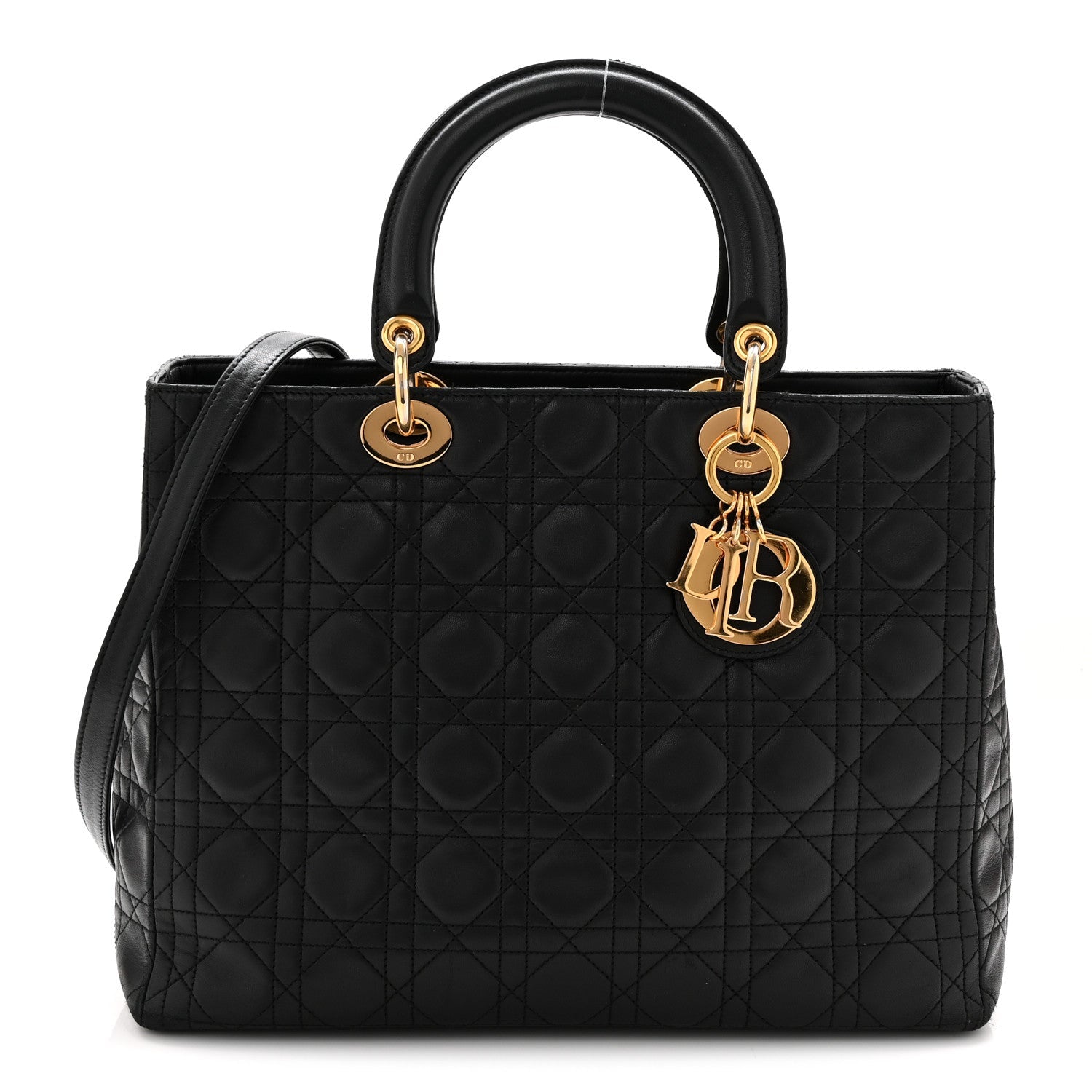 Christian Dior Lambskin Cannage Large Lady Dior Black
