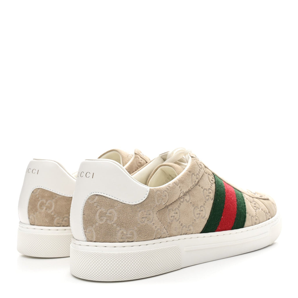 Gucci GG Suede Monogram Web Mens Sneakers 9 Oatmeal Mystic White