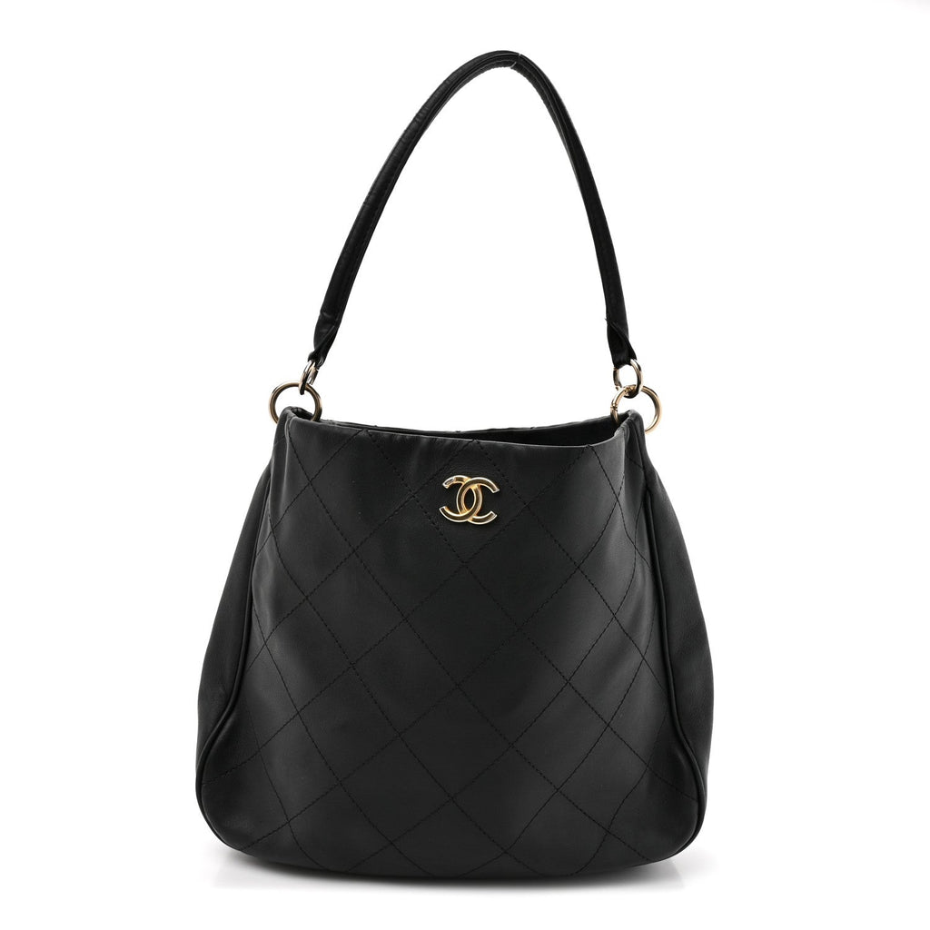 Chanel Calfskin Stitched Hobo Black