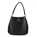 Chanel Calfskin Stitched Hobo Black