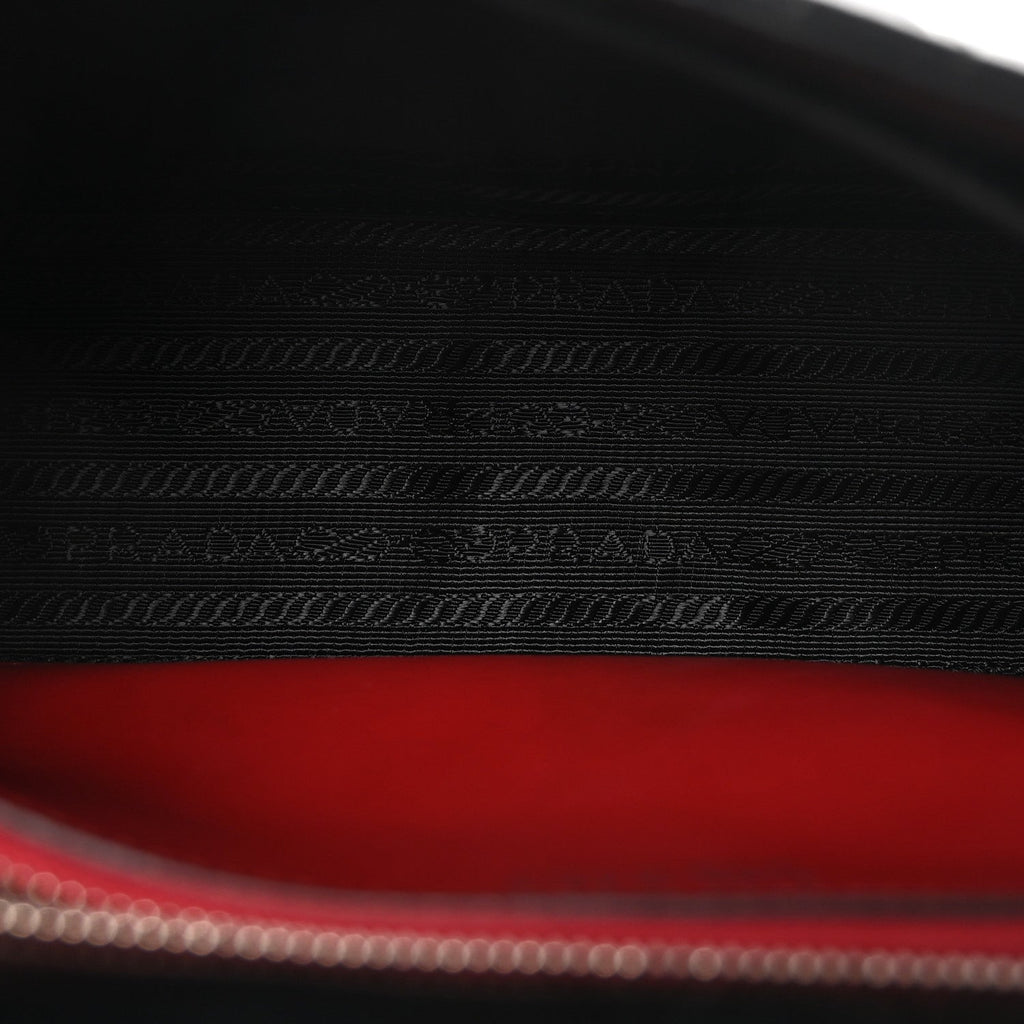 Prada Soft Calfskin Impunture Diagramme Large Chain Flap Shoulder Bag Black