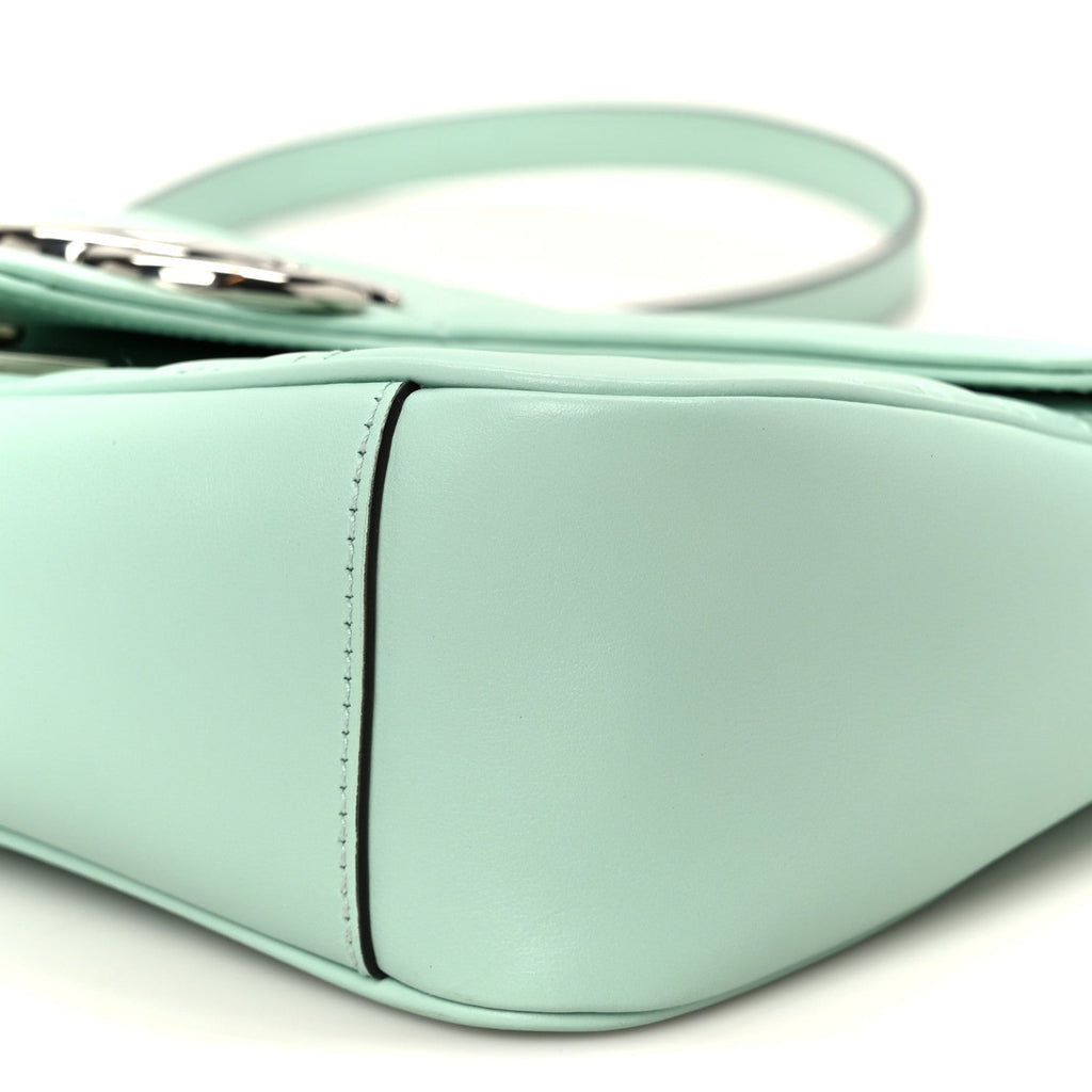 Gucci Calfskin Matelasse Small GG Marmont Shoulder Bag Water Green