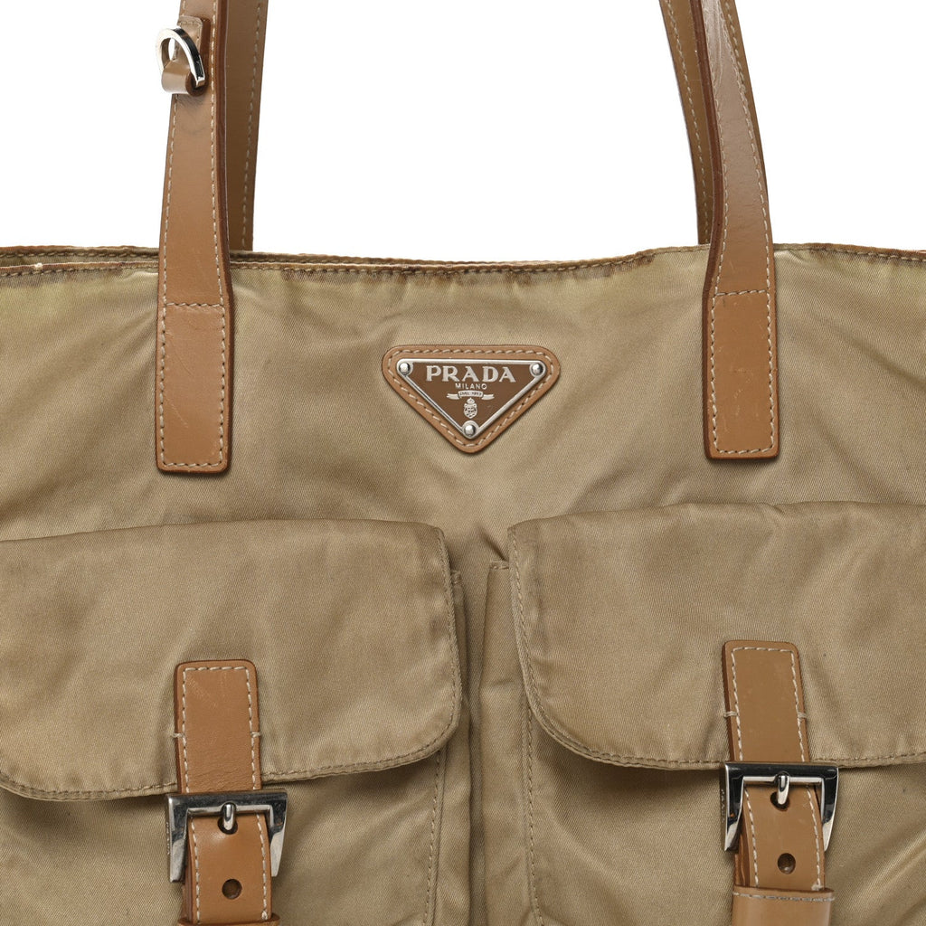 Prada Nylon Vela Shopping Tote Sesamo