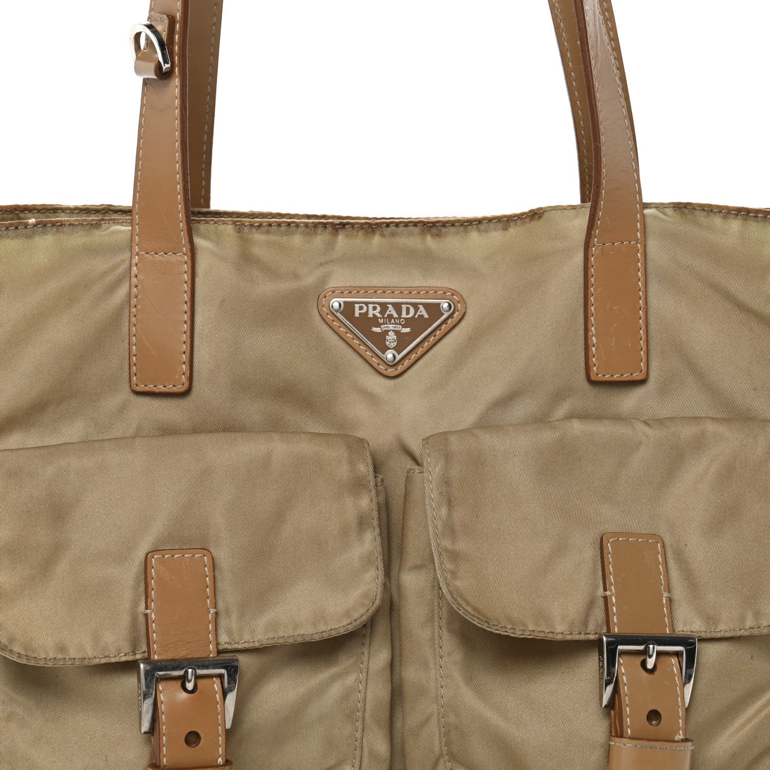 Prada Nylon Vela Shopping Tote Sesamo