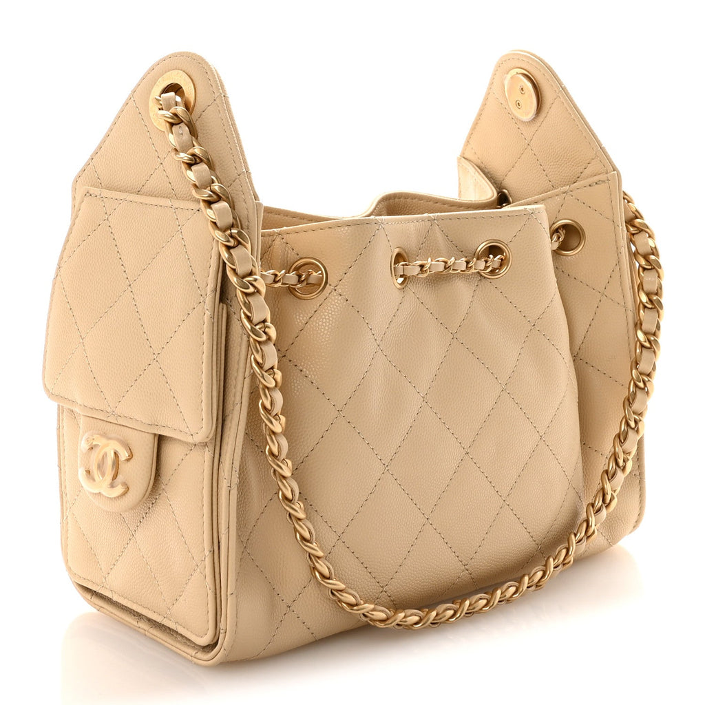 Chanel Caviar Quilted Mini Chanel 25 Handbag Beige