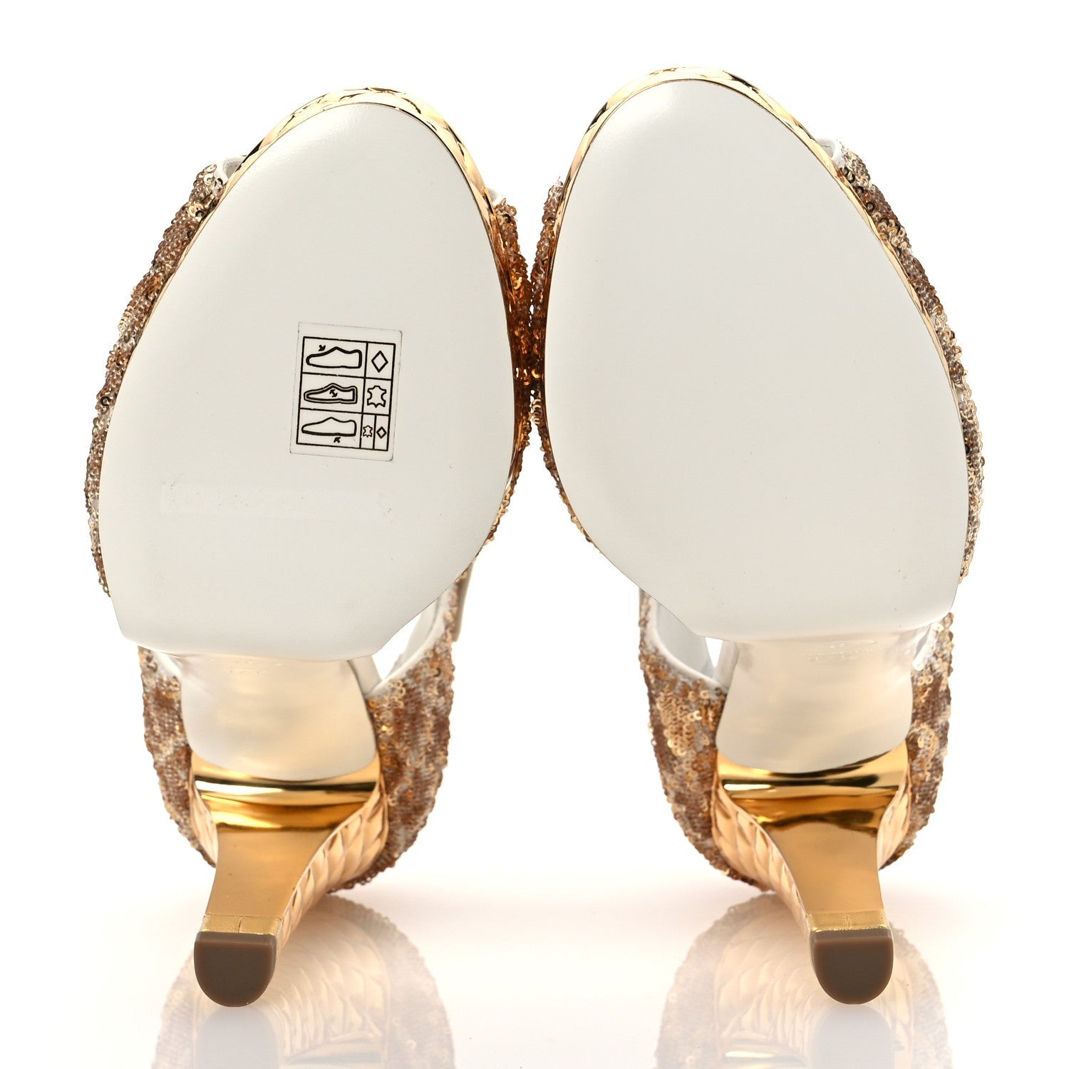 Metallic Sequin Peep Toe Pumps 37.5 Light Gold White