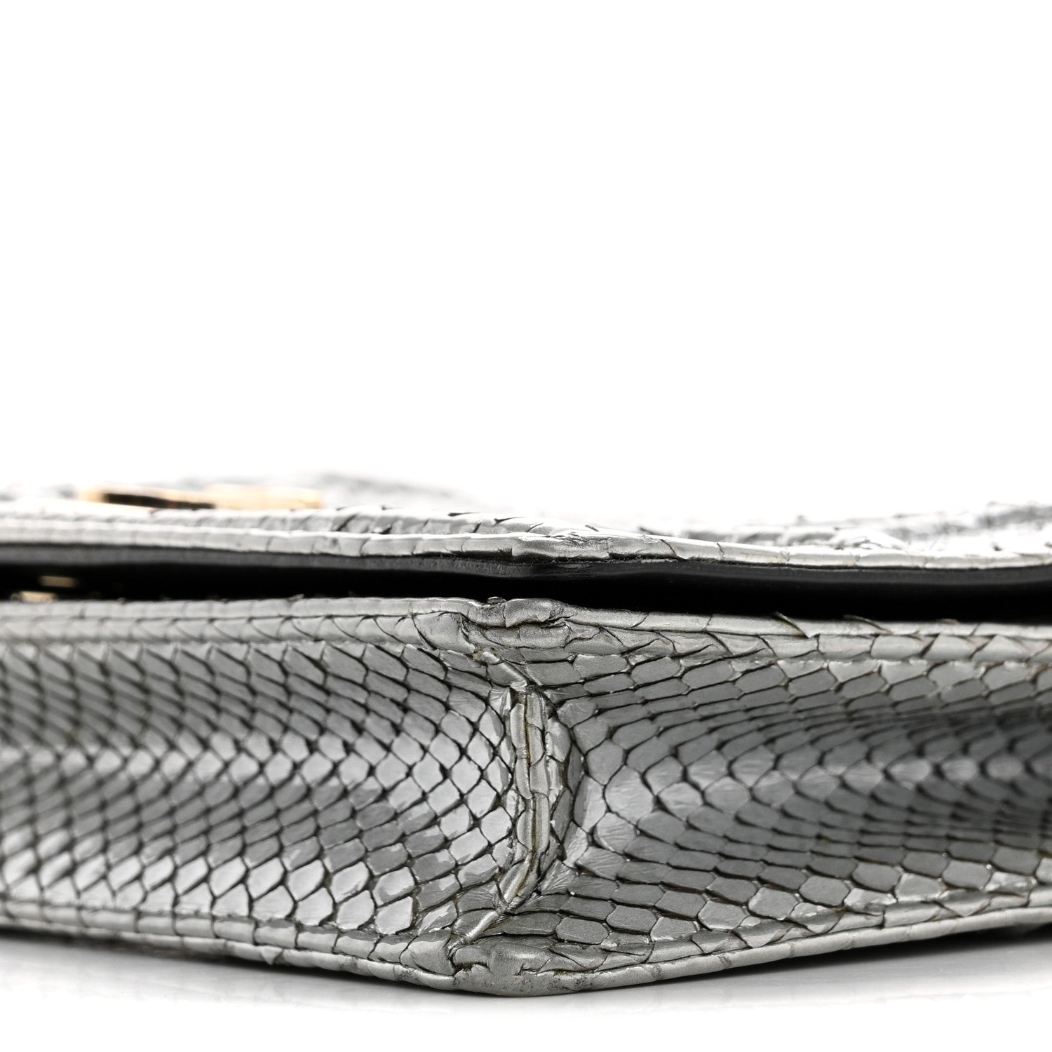 Christian Dior Snakeskin Diorama Wallet on Chain Pouch Silver