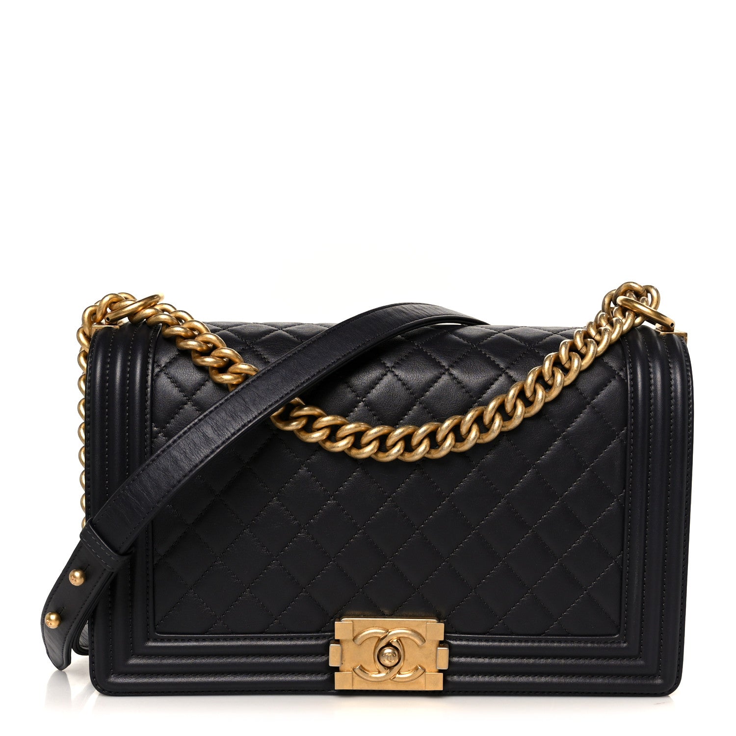 Chanel Lambskin Quilted New Medium Boy Flap Dark Purple