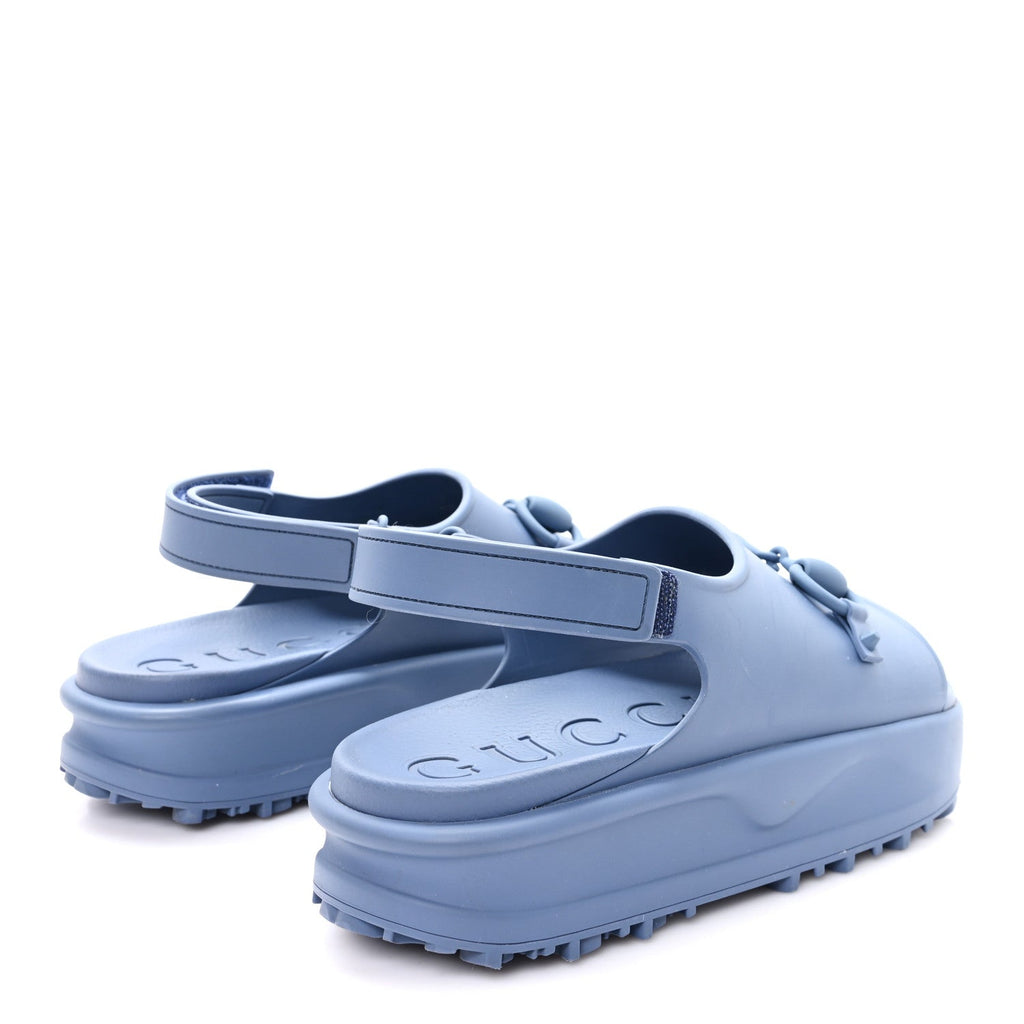 Gucci Soft Rubber Horsebit Touch Mens Strapped Sandals 9 Washed Indigo