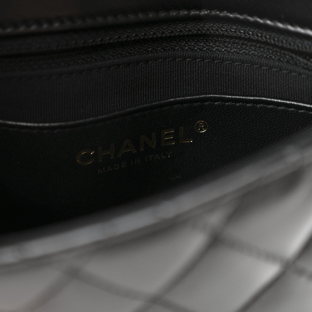 Chanel Lambskin Resin Quilted Mini Heart Square Flap Black