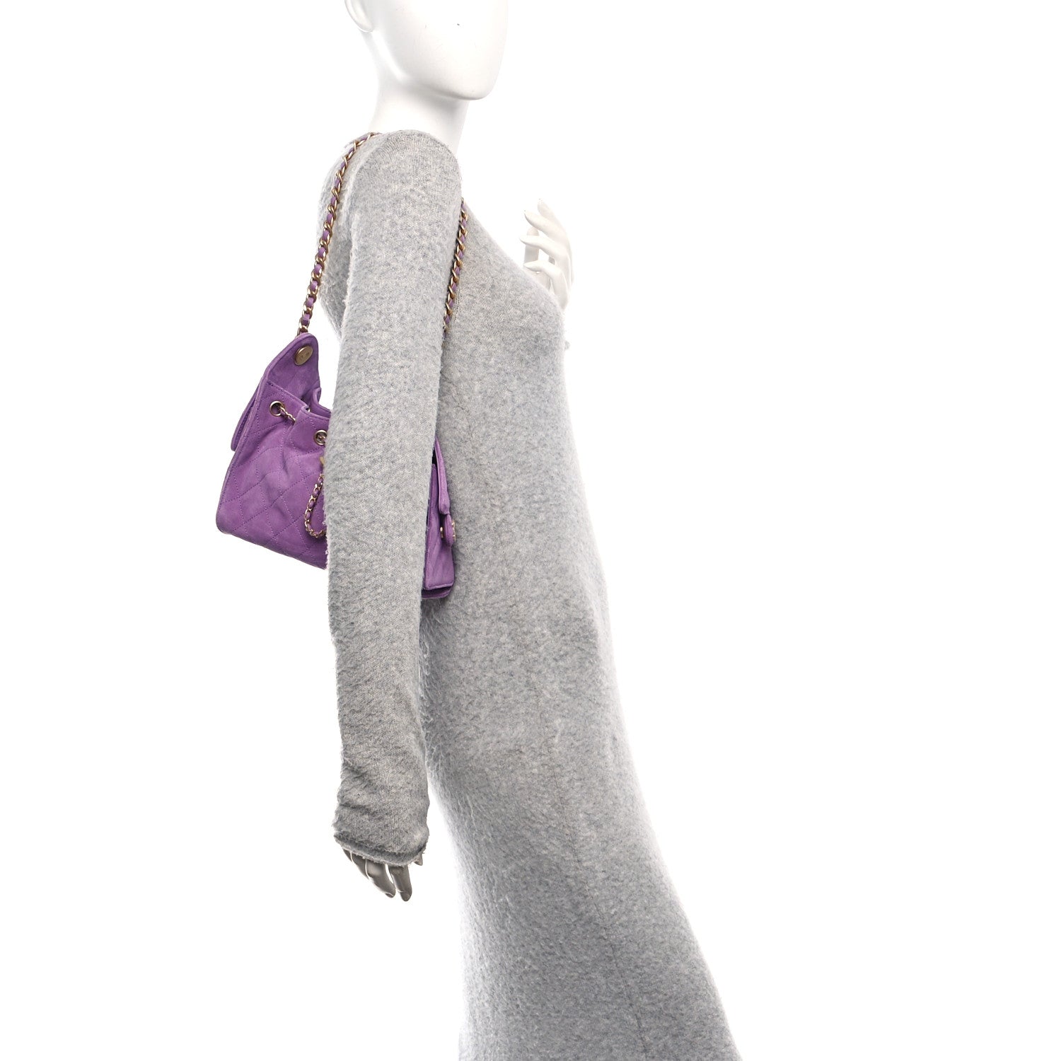 Chanel Suede Quilted Mini Chanel 25 Handbag Purple
