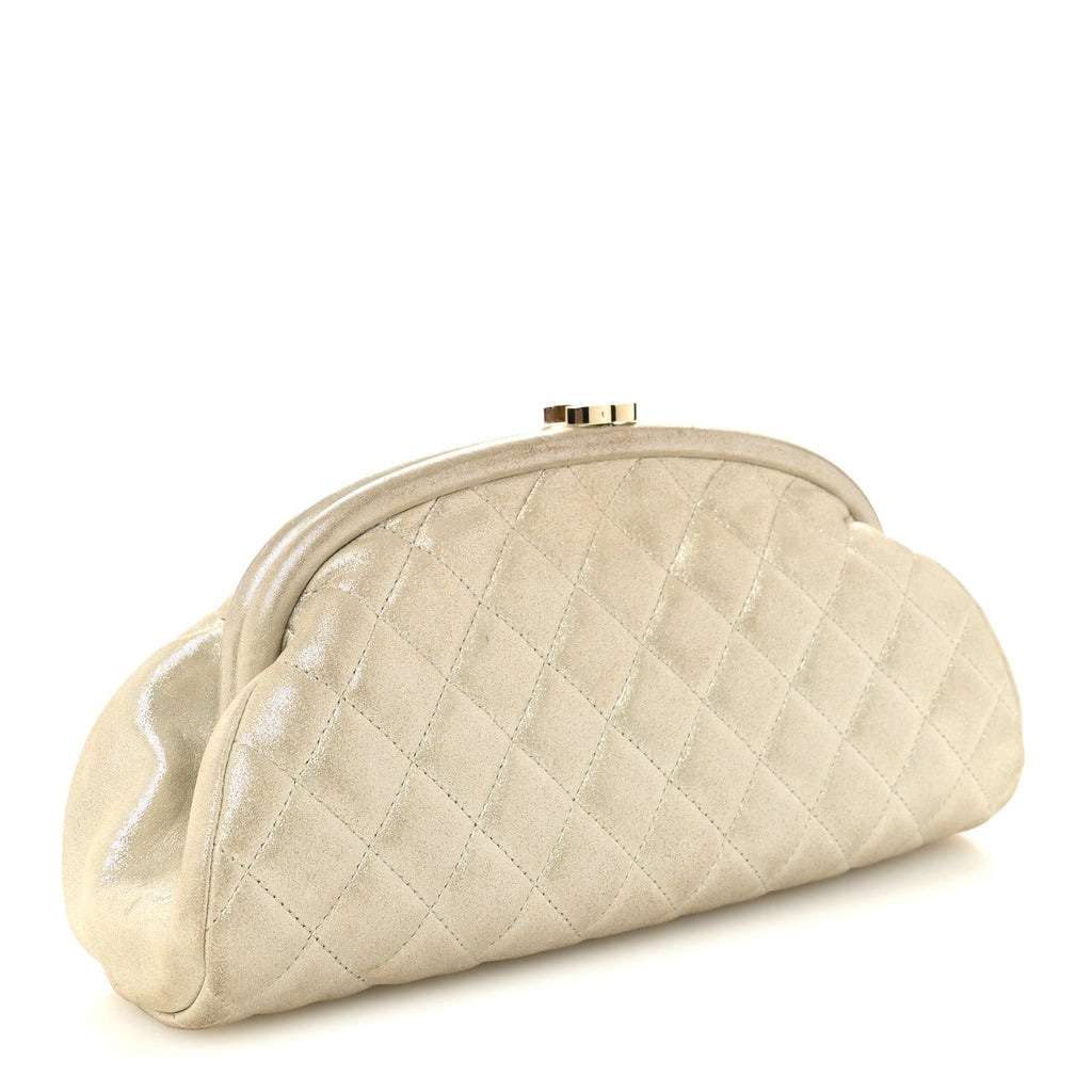 Chanel Metallic Calfskin Quilted Timeless Clutch Gold